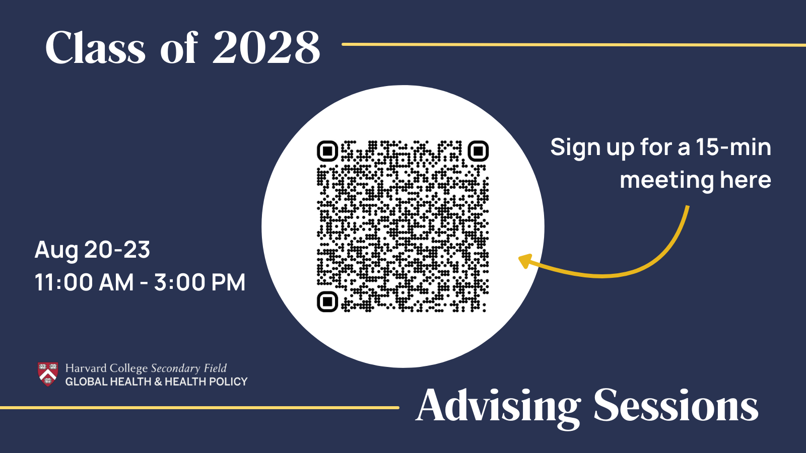 Class 2028 15-min Advising Sessions